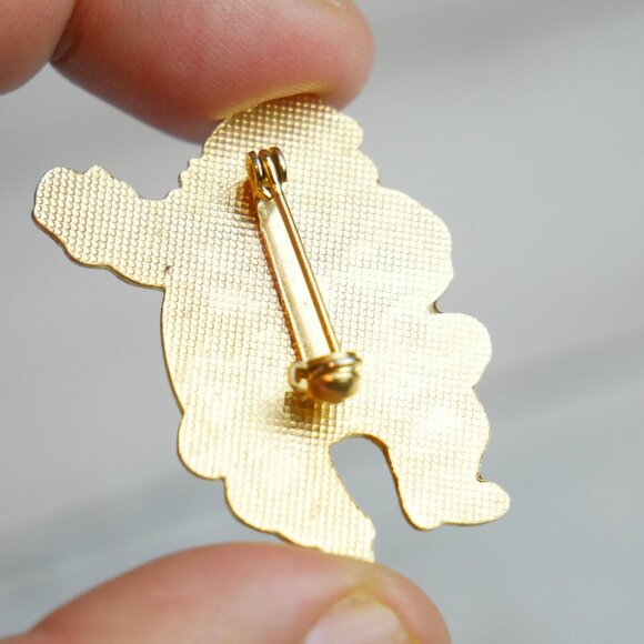 Vintage Santa Claus Enamel Metal Lapel Hat Pin Brooch Christmas 1.5" Tall - Picture 2 of 5